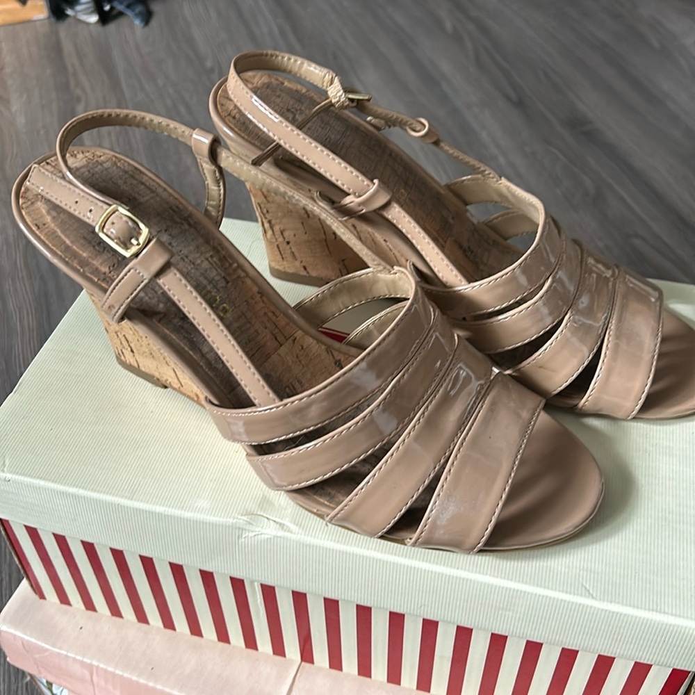 Taupe wedge heels